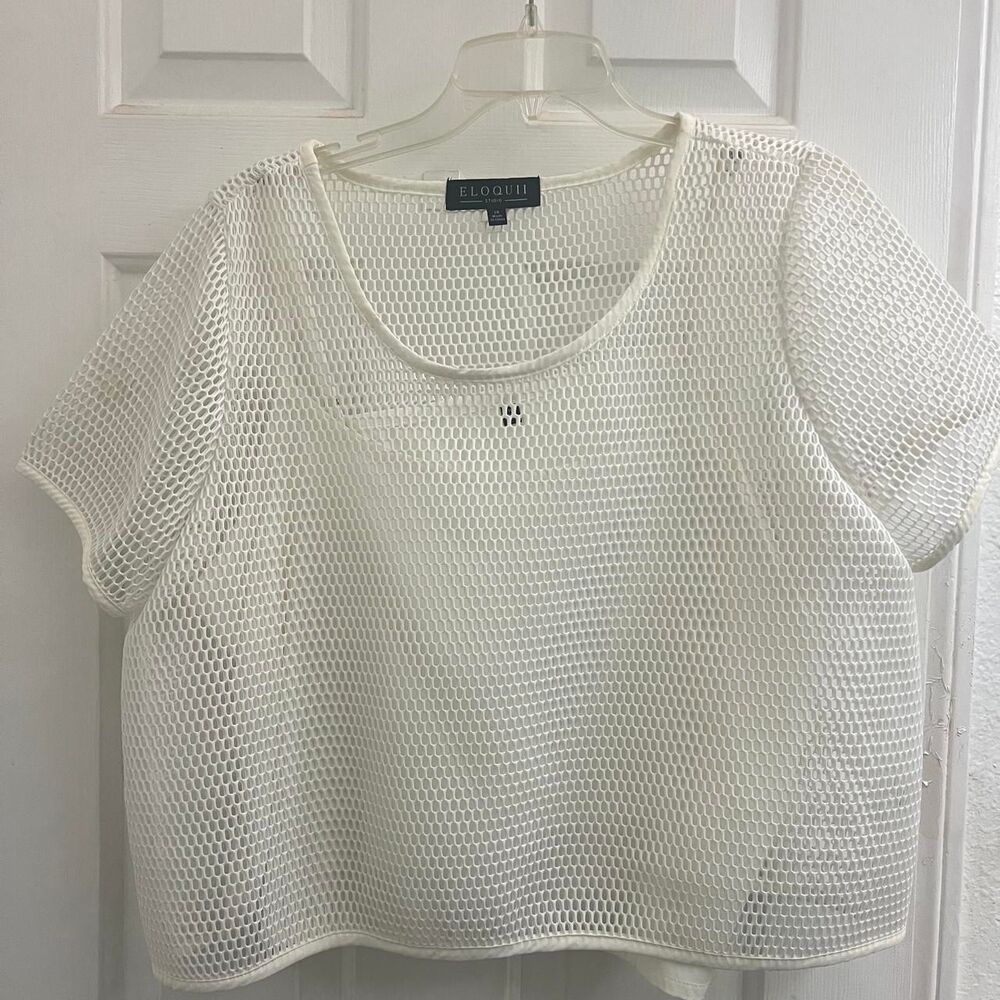 Eloquii White Mesh Sporty Y2K Spring Summer Crop Top